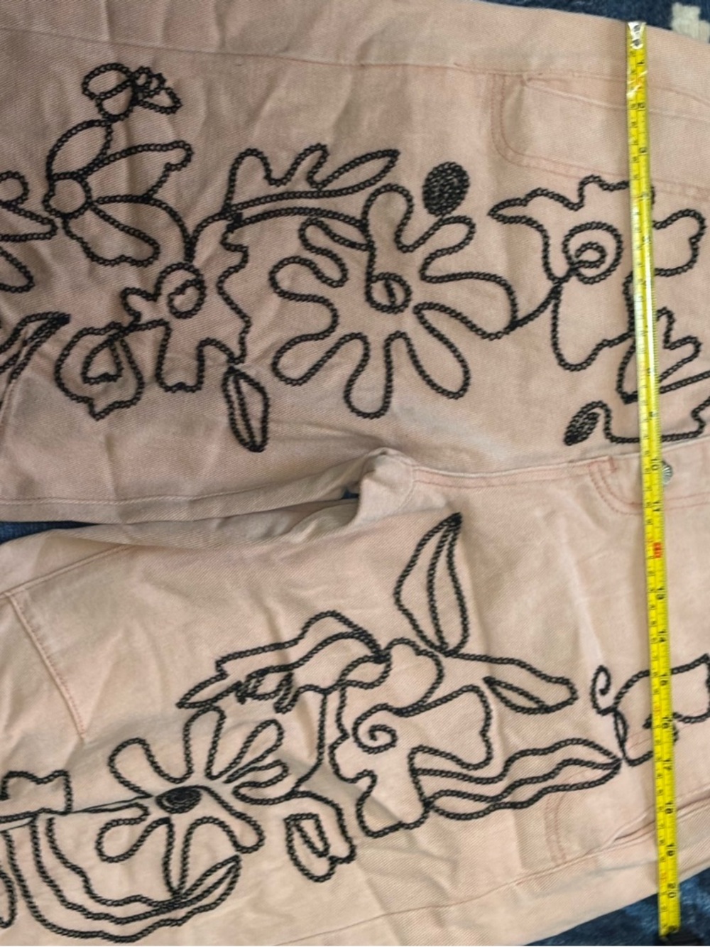 POL Peach Pants with Black Embroidered Floral Detail - Picture 5 of 17
